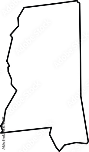 Map of Mississippi Simple Outline Transparent Background Vector