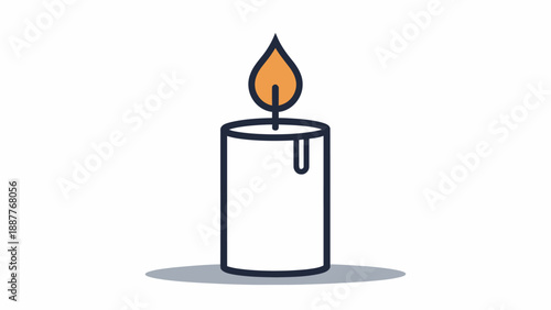 Minimal flat candle silhouette vector icon with flame and melted wax for ui design and decoration