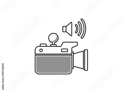 Video Camera with Speaker Icon Representing Audio Recording.