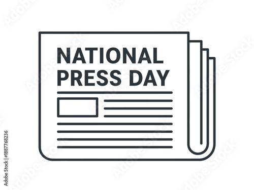 National Press Day newspaper icon line art illustration.