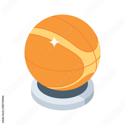 Modern isometric style icon of basketball game ball