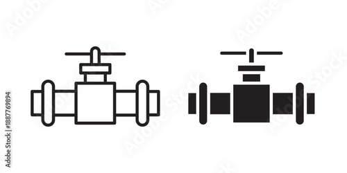 Valve icon illustration for industrial control, pipelines, and mechanical systems with stroke filled and colored icon set.