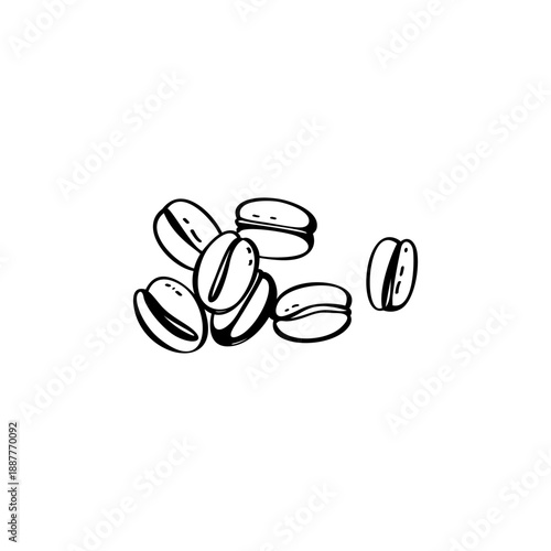 Coffee beans hand drawn illustration. Coffee vector doodle icon