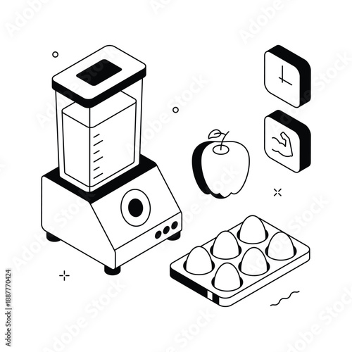 Protein shake for fitness nutrition isometric illustration in modern style