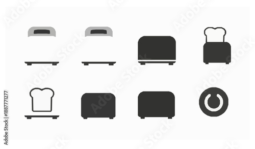 Minimal toaster icon set flat vector illustration isolated on white
