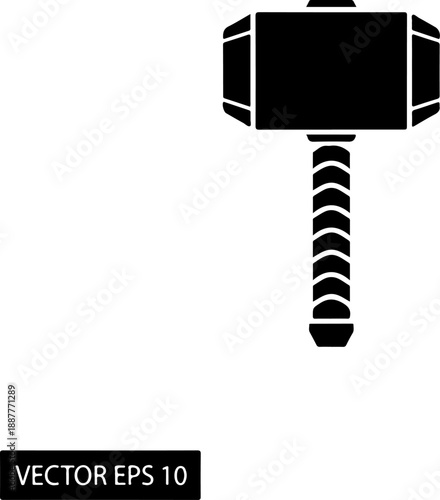 thor hammer silhouette vector illustration