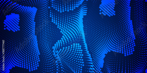 blue dots halftone with gradient as texture or background