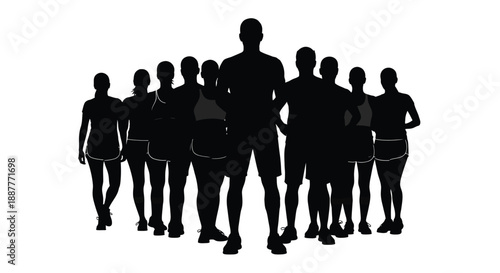 Group of people standing together in athletic clothing