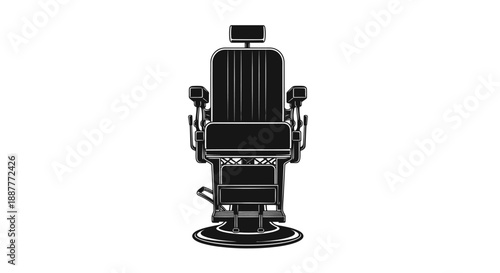 Vintage Barbershop Chair Classic Furniture on Isolated White Background