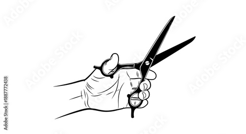 Professional Hand Holding Scissors for Haircut on Isolated White Background