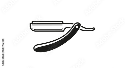 Sharp Straight Razor Barber Shaving Tool on Isolated White Background