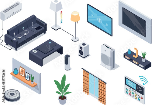 Smart Home Devices Isometric Illustration for Modern Living