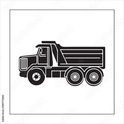 a black silhouette of a dump truck on a , black, silhouette, truck, against transparent background 