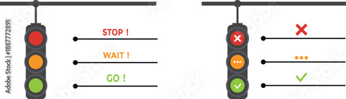 Traffic Control Gesture Icon Set: Stop, Wait, Go and Thumbs Up Safety Signals in Red, Green and Yellow Vector.