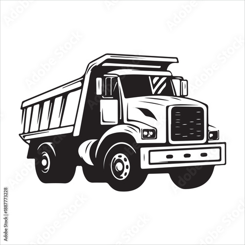 a black silhouette of a dump truck on a , black, silhouette, truck, against transparent background 