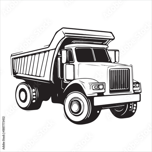 a black silhouette of a dump truck on a , black, silhouette, truck, against transparent background 