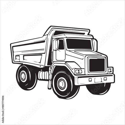 a black silhouette of a dump truck on a , black, silhouette, truck, against transparent background 