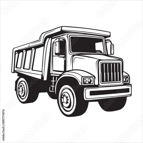 a black silhouette of a dump truck on a , black, silhouette, truck, against transparent background 