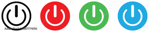 Power Button Icon Set – On Off Startup Control Symbols in Multiple Colors