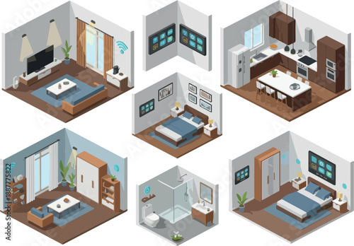 Isometric House Interior Designs Collection Modern Home Layouts