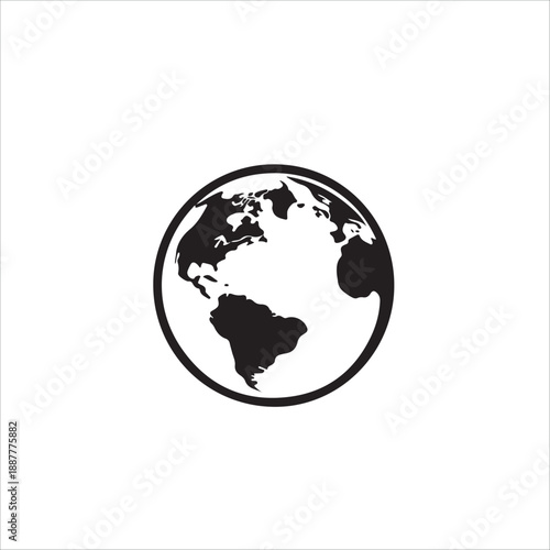 Simple minimalist depiction of planet earth showcasing the Americas and Africa icon vector 