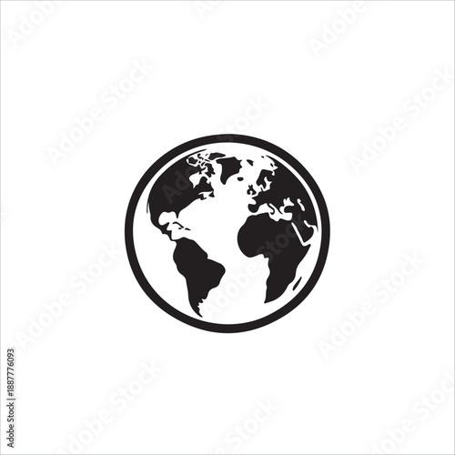 Simple minimalist depiction of planet earth showcasing the Americas and Africa icon vector 