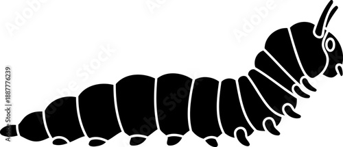 Caterpillar long body silhouette insect larva nature illustration animal vector graphic side view detailed