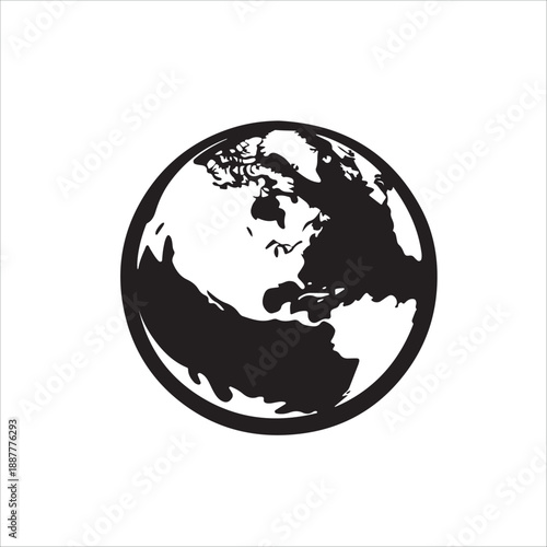 Simple minimalist depiction of planet earth showcasing the Americas and Africa icon vector 