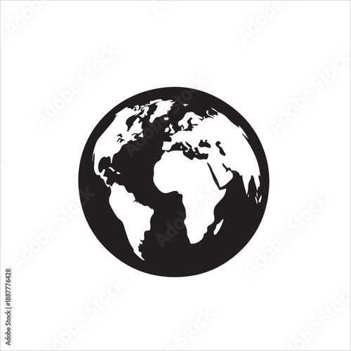 Simple minimalist depiction of planet earth showcasing the Americas and Africa icon vector 