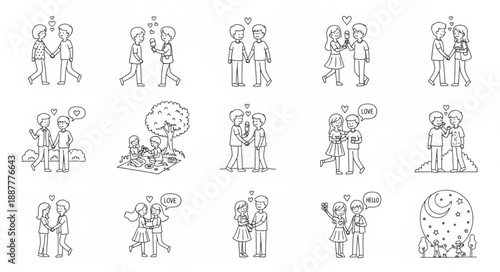 Collection of Hand Drawn Gemini Zodiac Symbols.