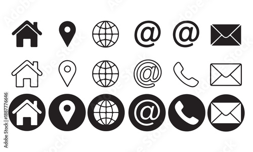Email and web icons vector set with colorful buttons and symbols for technology and communication design