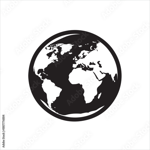 Simple minimalist depiction of planet earth showcasing the Americas and Africa icon vector 