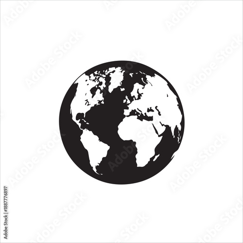 Simple minimalist depiction of planet earth showcasing the Americas and Africa icon vector 