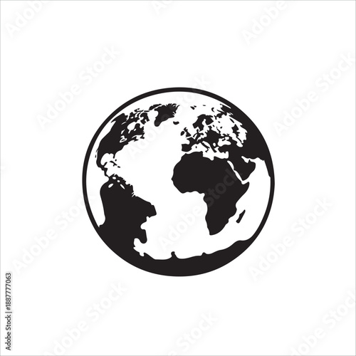 Simple minimalist depiction of planet earth showcasing the Americas and Africa icon vector 