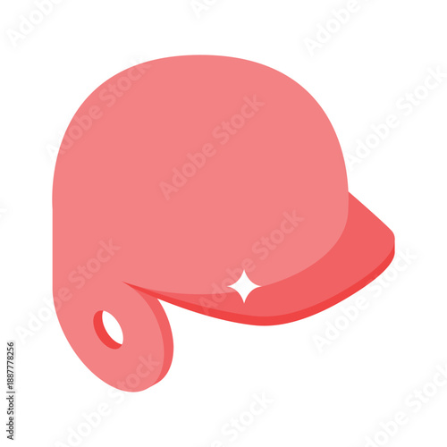 Modern isometric icon of protective baseball helmet
