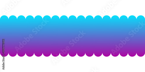 Horizontal Scalloped Border Design with Vibrant Cyan to Purple Gradient on Transparent Background