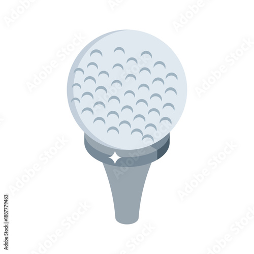 Sleek isometric icon of white golf ball