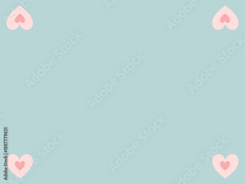 Baby pink and baby blue background with hearts, heart background in each corner of the frame