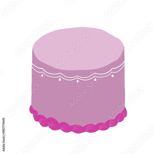 Cake wedding and birthday cake hand drawn, taro flavor 