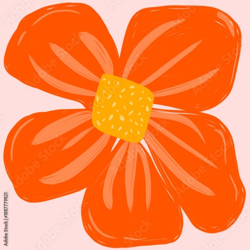 orange flower isolated on white, flower abstract , hand drawn