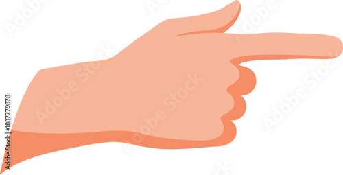 Simple cartoon hand pointing right with a stylized finger gesture against a white background.