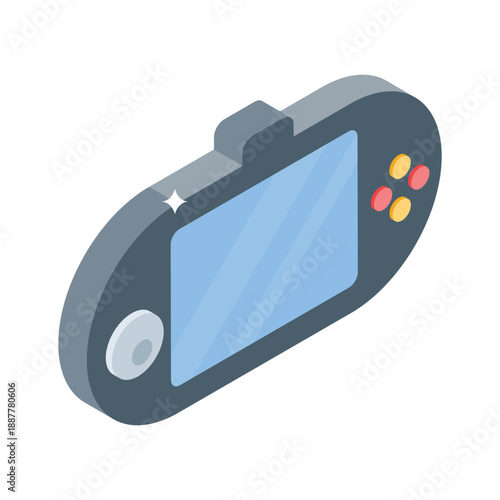 Modern isometric icon of video game console screen