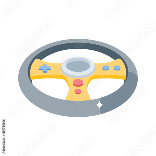 Handy isometric style icon of car steering control