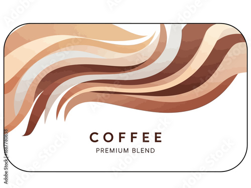 Abstract Coffee Blend Design with Swirling Shapes and Text on Premium Background