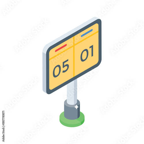 Ready to use isometric icon of match scoreboard