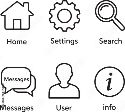 User Interface Icons Set whisk traced