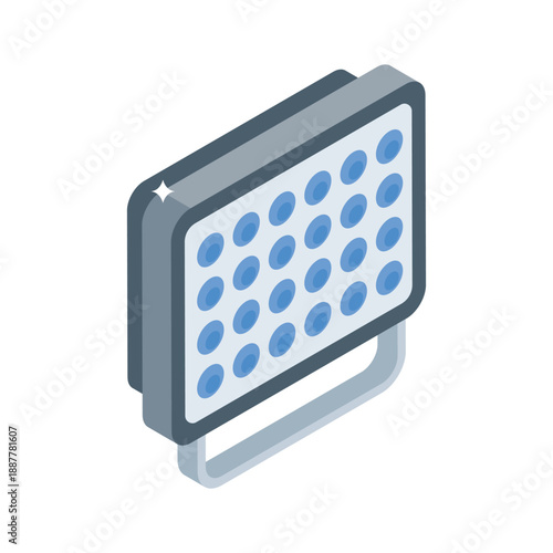 Sleek isometric icon of stadium flood light tower