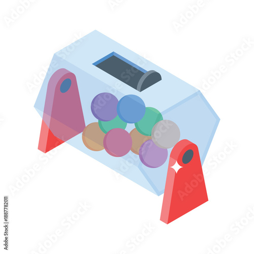 Sleek isometric icon of lucky draw spinning box
