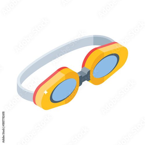 Sleek isometric style icon of clear swimming goggles