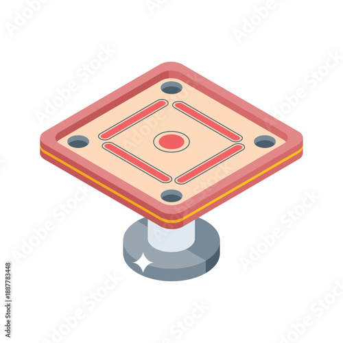 Handy isometric style icon of carrom game board